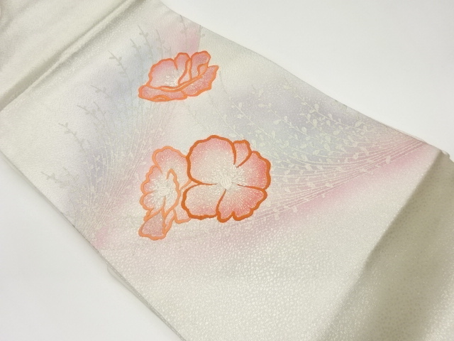 金彩草花模様刺繍名古屋帯